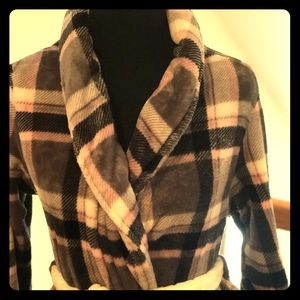 Ultra soft white robe and plaid robe